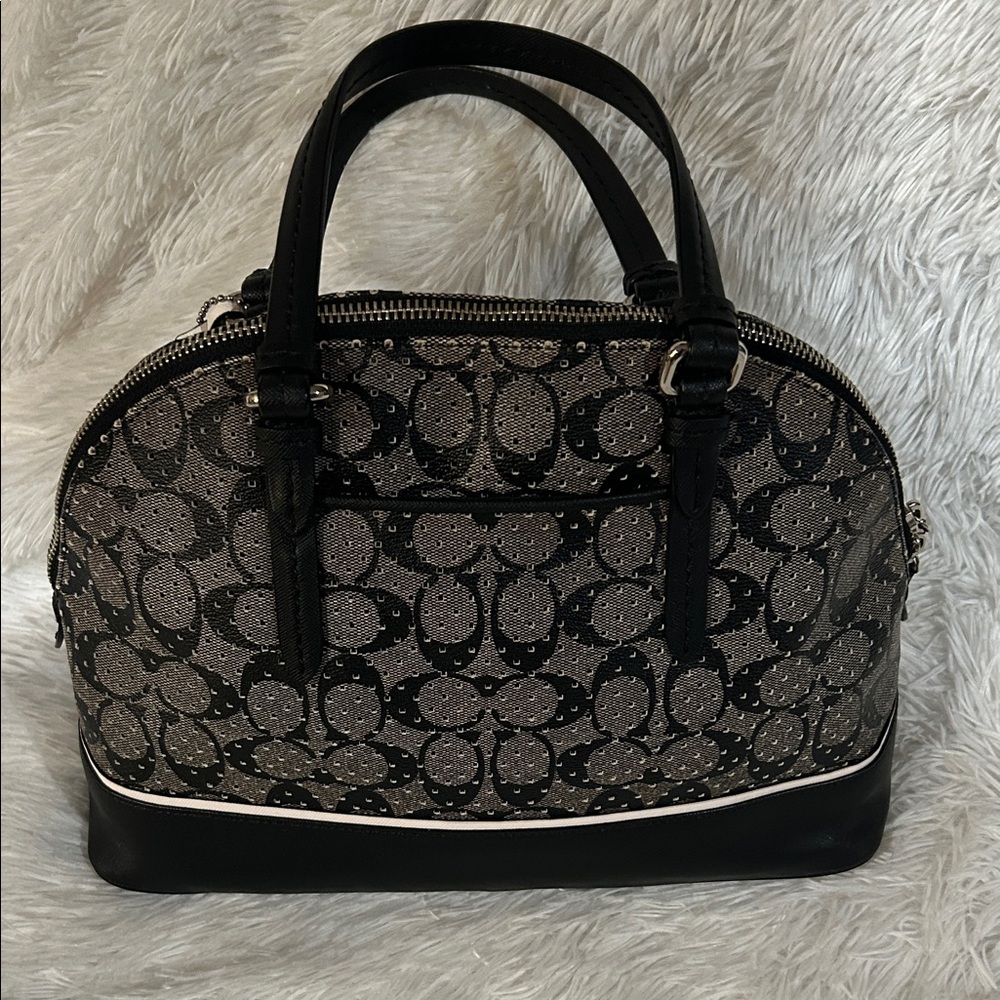 Coach Peyton Perforated Black and Gray Domed Satchel - Picture 4 of 10